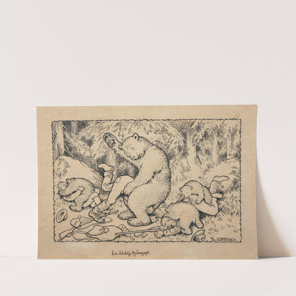 A strange bear hunt by Theodor Kittelsen