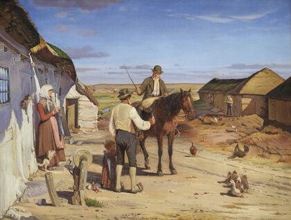 A Stranger Asking his Way at a Farm on the Moors