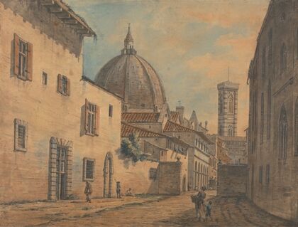 A Street in Florence with the Duomo and Campanile in the Background