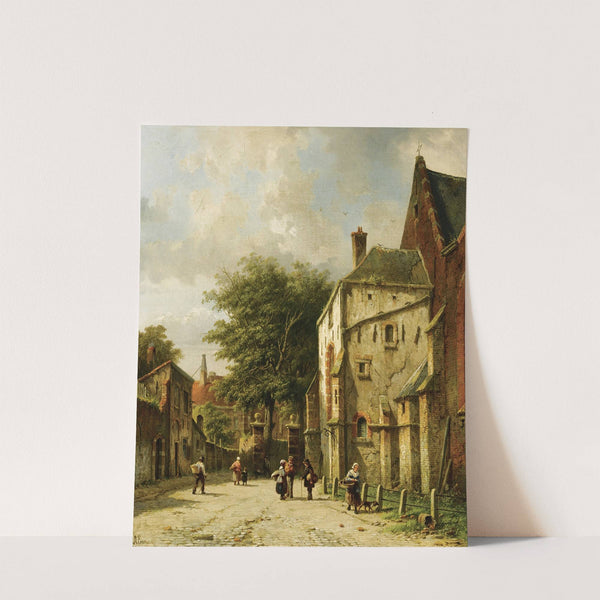 A Streetscene In A Dutch Town by Adrianus Eversen