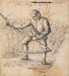 A Study for the Pilkington Crest, a mower with a scythe