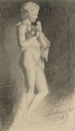 A study of a boy playing the whistle