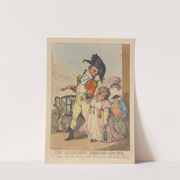 A successful fortune hunter, or Captain Shelalee leading Miss Marrowfat to the Temple of Hymen (1812) by Thomas Rowlandson