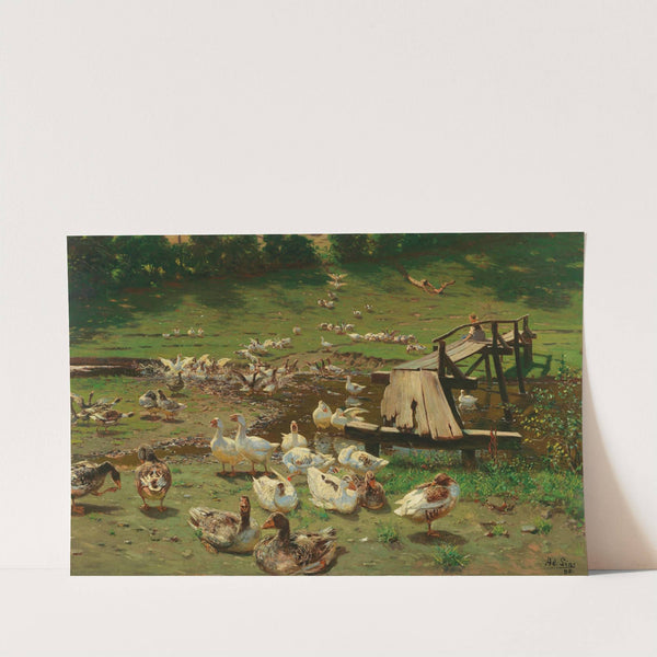 A Summer Day, Geese By A Pond by Adolf Lins