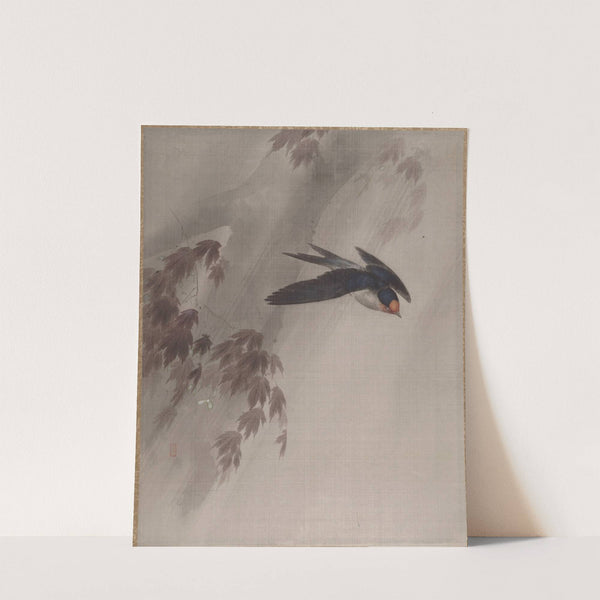 A Swallow in the Rain (ca. 1891–92) by Okada Baison
