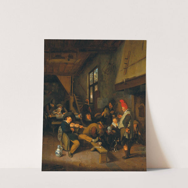 A Tavern Interior With Drinking Peasants by Cornelis Dusart