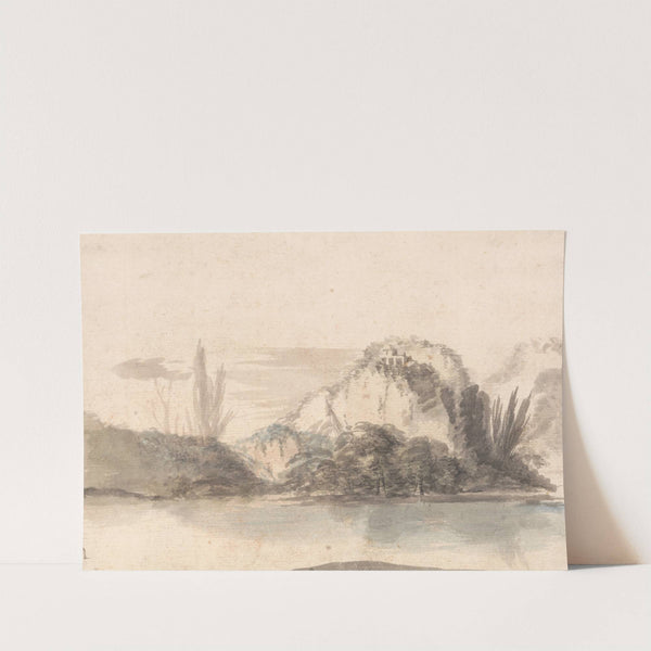 A Temple Perched on a Rocky Outcrop Seen Across a Lake (ca. 1767) by Alexander Runciman
