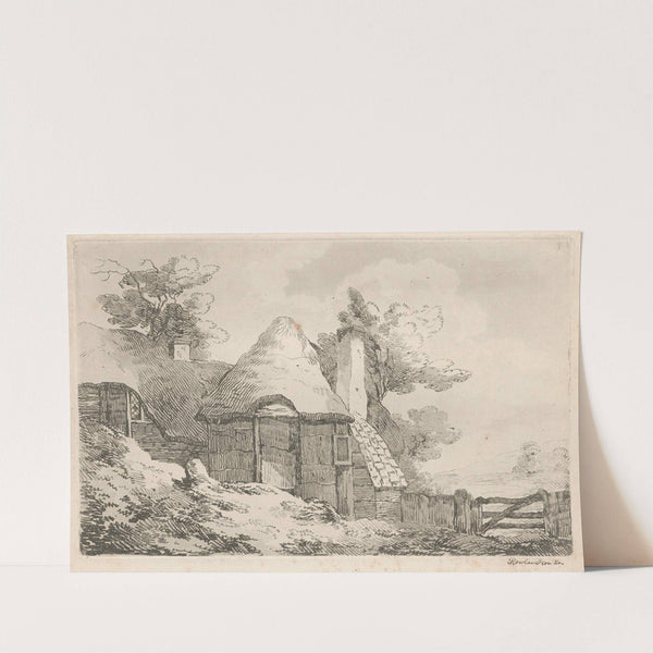 A thatch roof farmhouse by Thomas Rowlandson