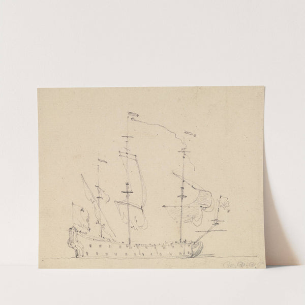 A Three Mast Warship by Willem van de Velde the Younger
