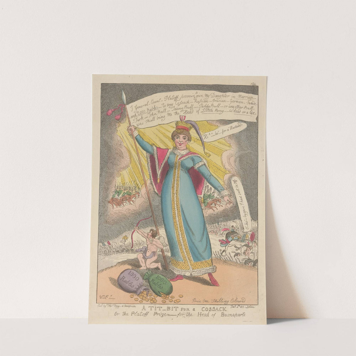 A tit-bit for a Cossack or the Platoff Prize for the head of Buonaparte. (1813) by William Elmes