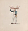 A tortilla vendor balancing a tray on his head