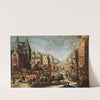 A townscape in winter with carriages by Jan Carel van Eyck