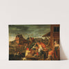 A Townscape With Peasants At A Vendor’S Stall by Marten van Cleve