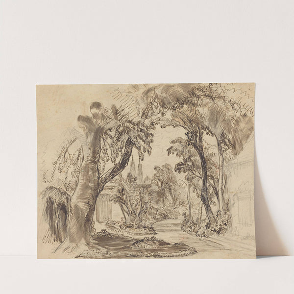 A Tree-lined Garden Path (Preliminary Sketch for 'Sleeping Beauty and the Beast') by Robert Caney