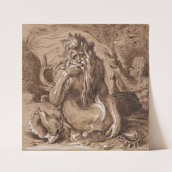A Triton holding a Fish (1700) by Bernard Lens II