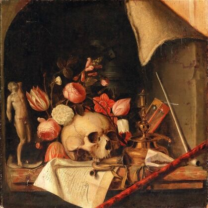 A trompe-l’oeil vanitas still life