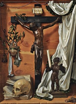 A Trompe L’oeil Vanitas Still Life With A Bronze Crucifix — size preview