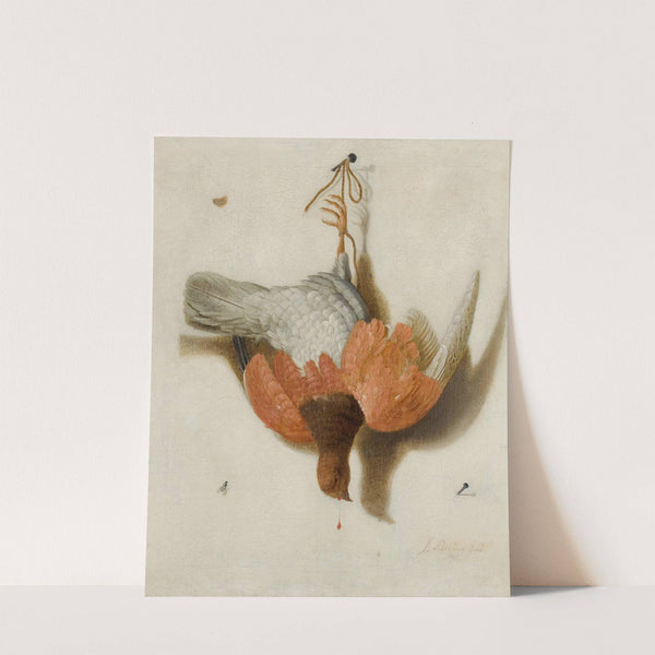 A Trompe L'œil With A Willow Ptarmigan Hanging From A Nail by Jacobus Biltius