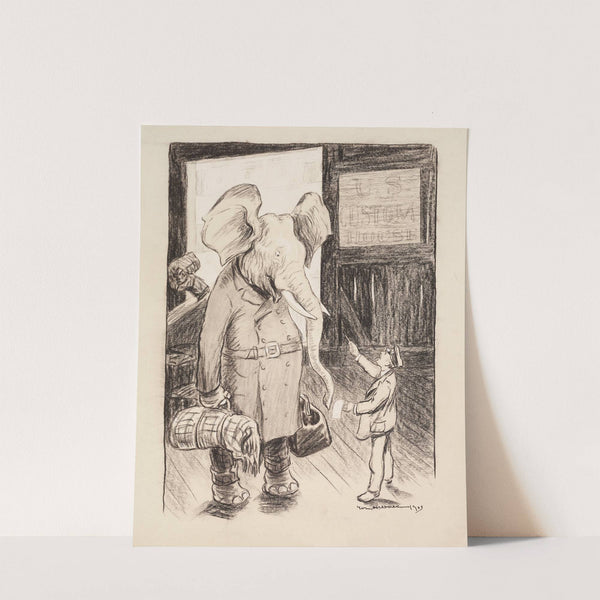 A U.S. Custom House official argues with the Republican Party elephant. (1904) by William Henry Walker