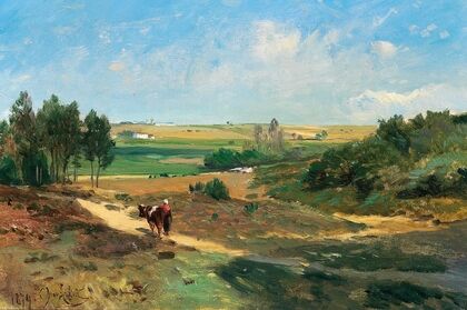 A vast landscape, in the background a village