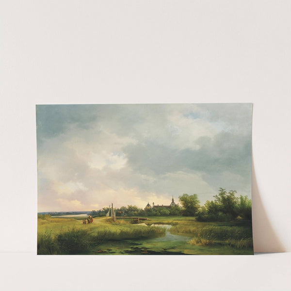 A Vast River Landscape with a Family Returning Home (1848) by Ignaz Raffalt