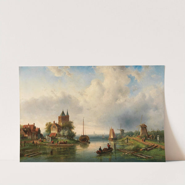 A Vast River Landscape with Windmills (1848) by Charles Leickert