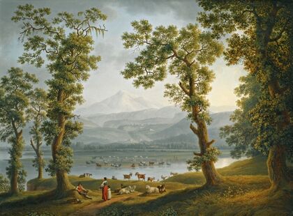 A View Across The Volturno River Towards Alife, Piedimonte Matese, And The Matese Mountains Rising Beyond