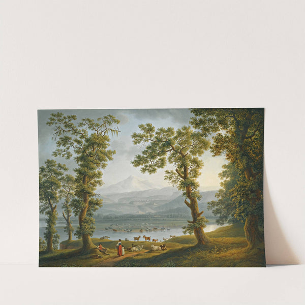 A View Across The Volturno River Towards Alife, Piedimonte Matese, And The Matese Mountains Rising Beyond by Jakob Philipp Hackert