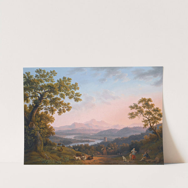 A View Along The Valley Of The River Tiber Towards Poggio Mirteto, And Beyond The Sabine Mountains Lit Up By The Evening Sun (1799) by Jakob Philipp Hackert