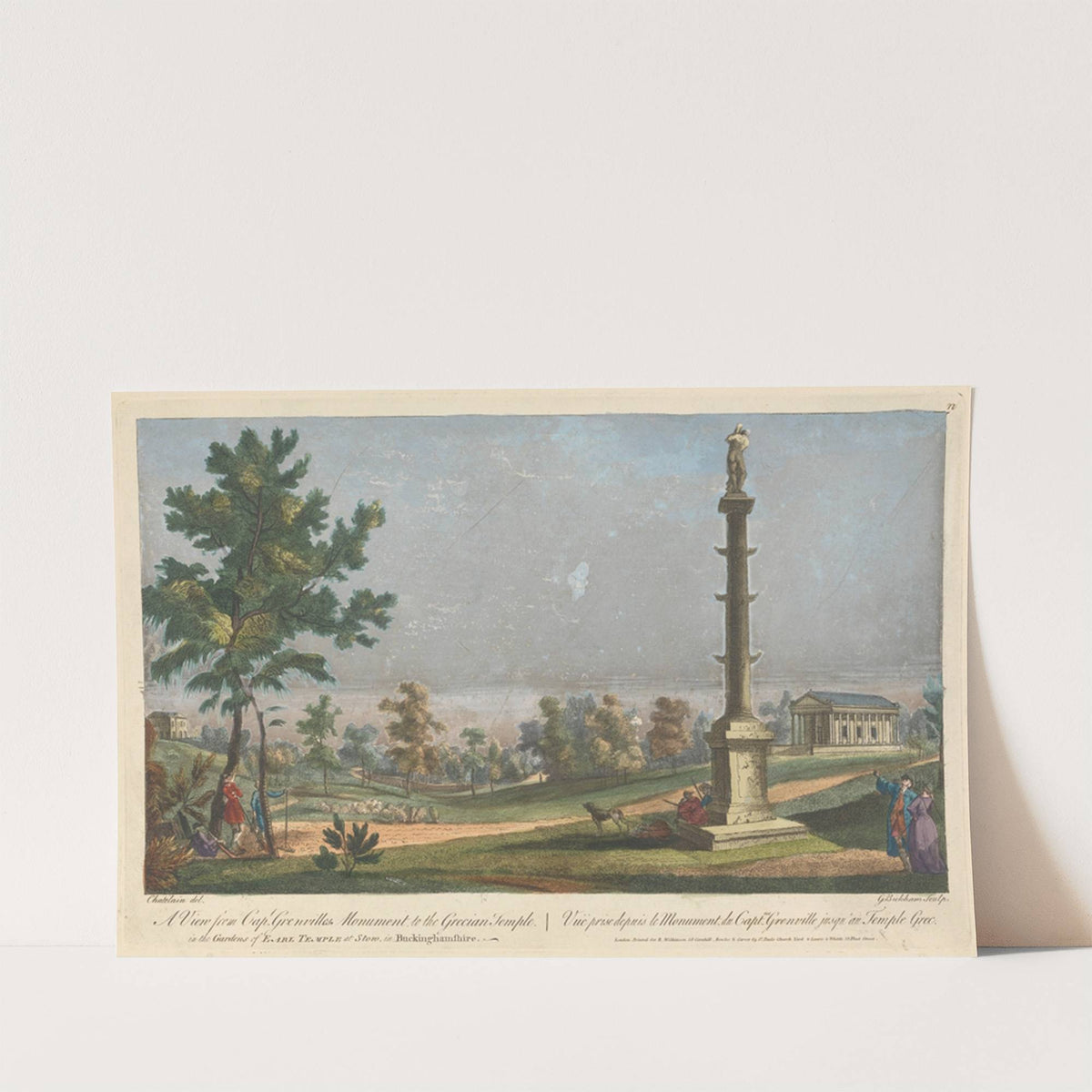 A View from Cap't Grenvilles Monument to the Grecian Temple in the Gardens of Earl Temple at Stow, in Buckinghamshire by George Bickham the Elder