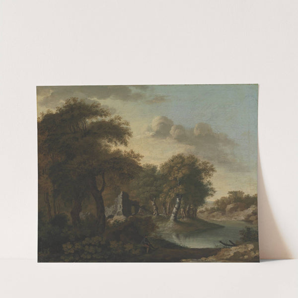 A View Near Arundel, Sussex, with Ruins by Water (mid-18th century) by George Smith