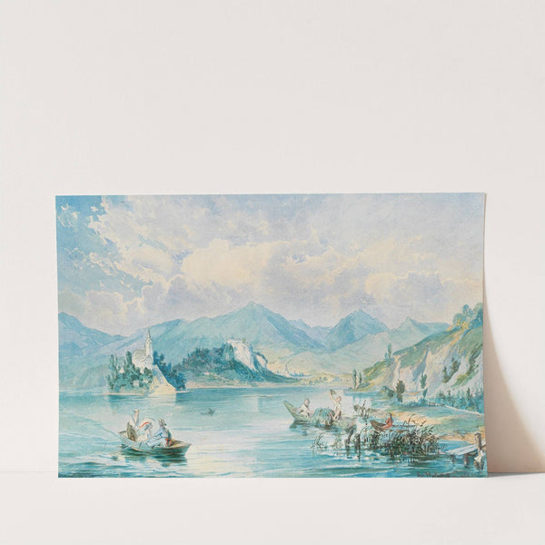 A view of Bled island in lake Bled in Slovenia by Ludwig Halauska