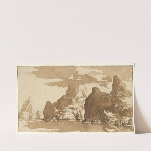 A View of Mountains Across a Lake (1632) by Jacques Callot