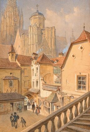 A view of St. Stephen’s Cathedral from a passage house in Wollzeile — size preview