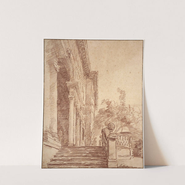 A view of the facade of the Villa Medici in Rome by Hubert Robert