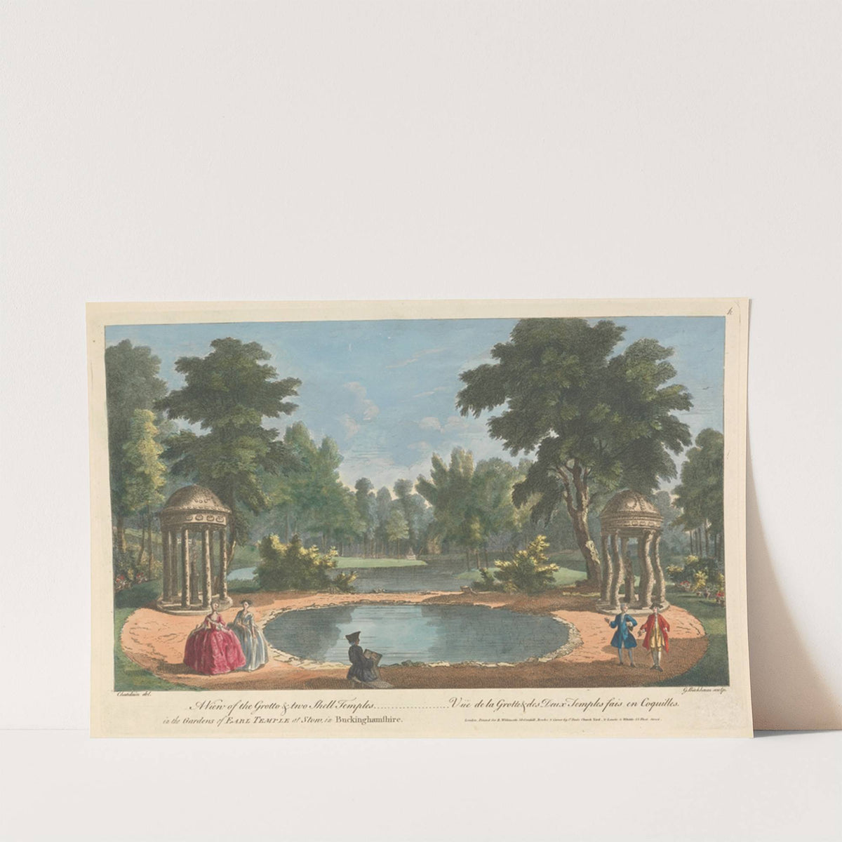 A View of the Grotto & Two Shell Temples in the Gardens of Earl Temple at Stow, in Buckinghamshire by George Bickham the Elder