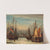 A view of the IJ harbour in winter, Amsterdam, with figures skating between the ships, a figure seated on an ice floe in the foreground by Aernout Smit