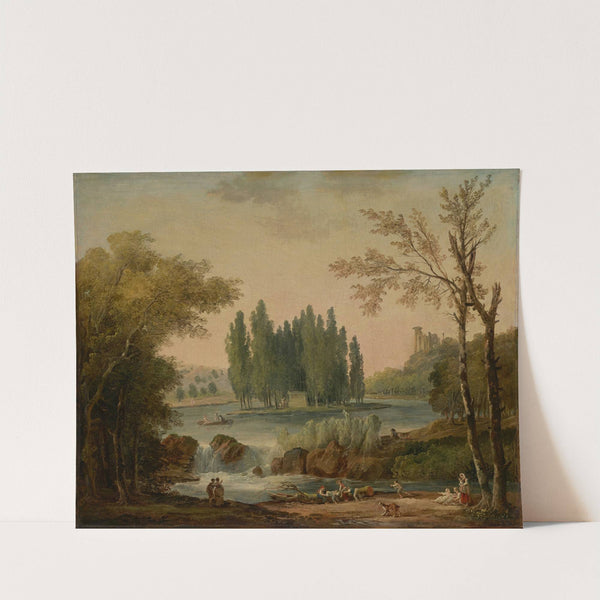 A view of the park at Ermenonville with the tomb of Jean-Jacques Rousseau and the Temple de la Philosophie (1802) by Hubert Robert