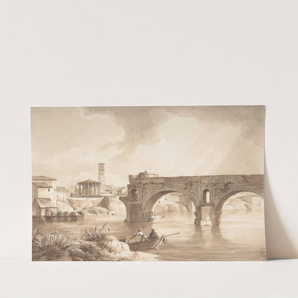 A View of the Tiber from the North Bank, with the Temple of Vesta, the Campanile of S. Maria in Cosmedin and the Ponte Rotto by Achille Etna Michallon