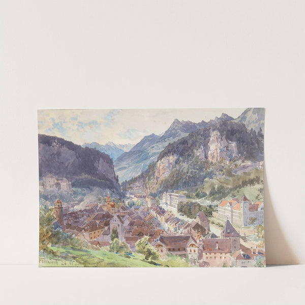 A view of the town Feldkirch in Vorarlberg (1905) by Edward Theodore Compton