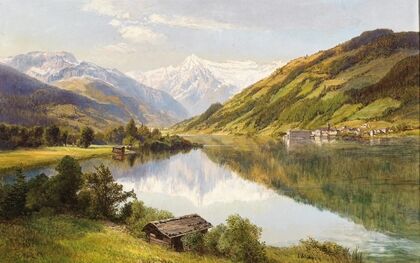 A View of Zell am See with the Kitzsteinhorn Mountai