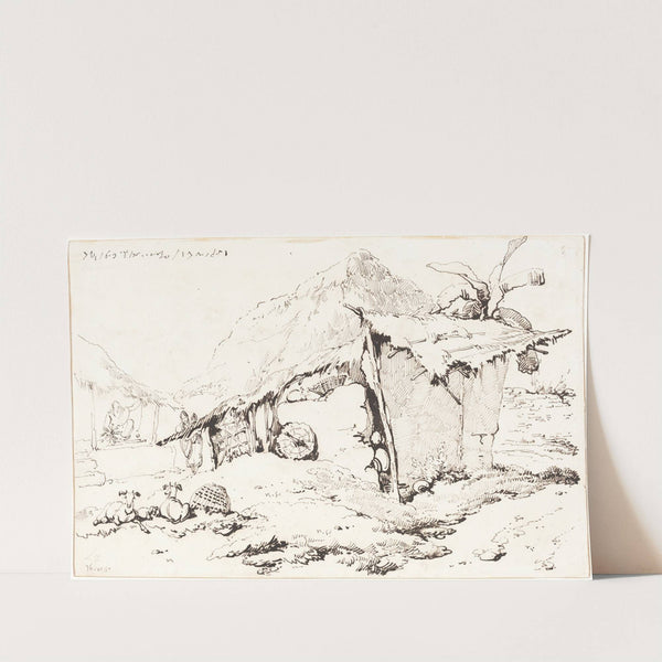 A Village Hut in India (recto) by George Chinnery