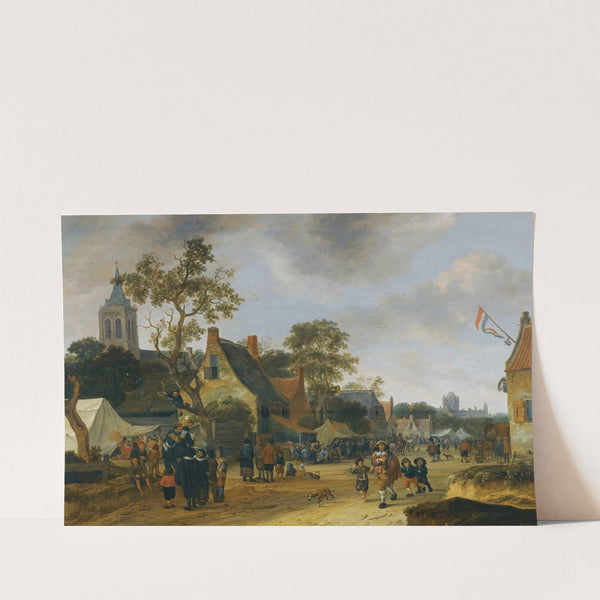 A Village Kermesse With Numerous Figures And Market Stalls by Salomon Rombouts