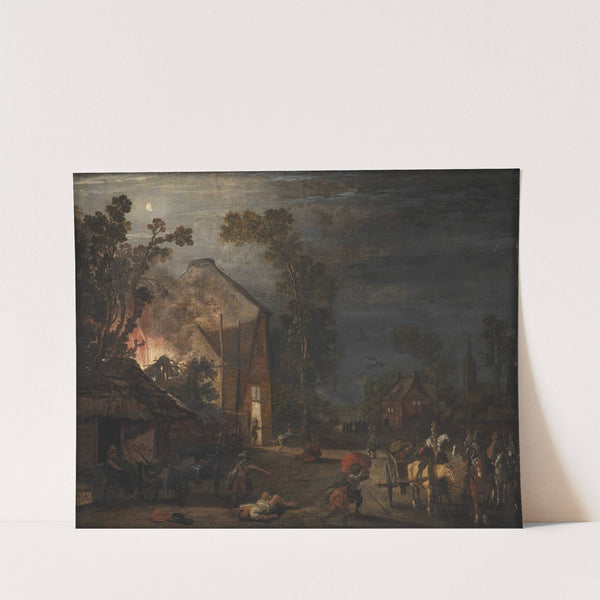 A Village Looted at Night by Esaias van de Velde