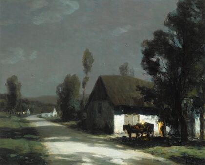 A village road in the moonlight