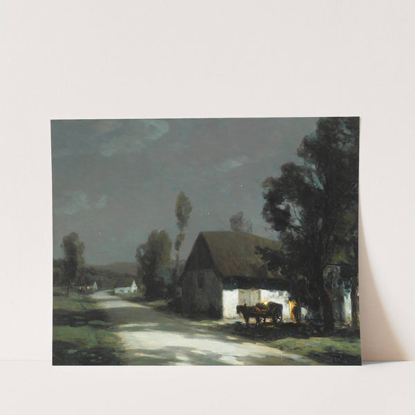 A village road in the moonlight by François-Charles Cachoud