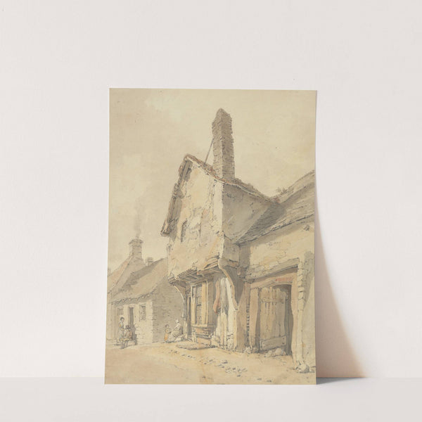 A Village Street, Figures by Old Cottages by William Alexander