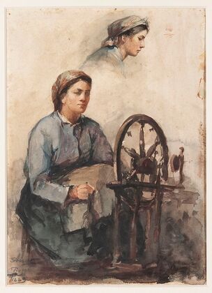 A Village Woman at the Spinning Wheel (1883)