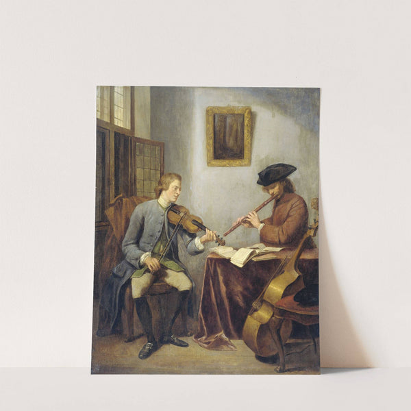 A Violinist and a Flutist Playing Music together (The Musicians) by Julius Henricus Quinkhard