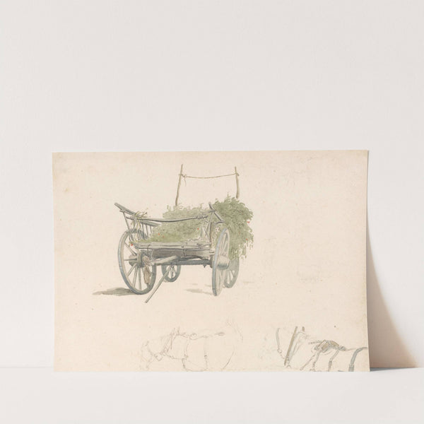 A Wagon With Hops and Two Sketches of Horses by Robert Hills